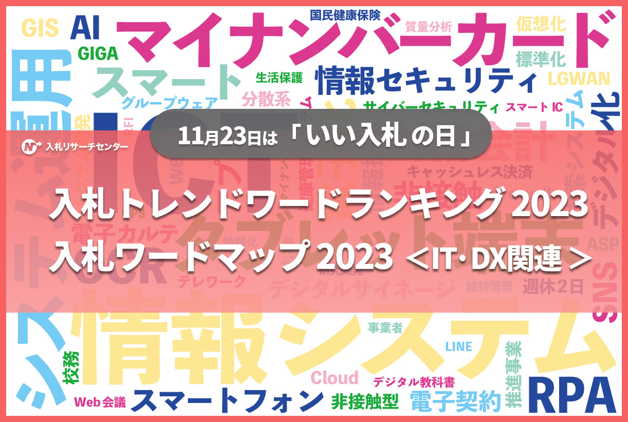 2023/11/20 【11月23日は「いい入札の日」】 入札トレンドワードランキング2023、入札ワードマップ2023＜IT・DX関連＞を発表 入札 トレンドワードランキング1位は物価高の影響で検索数が急上昇した「高騰」 ～入札ワードマップ＜IT・DX関連＞では ...